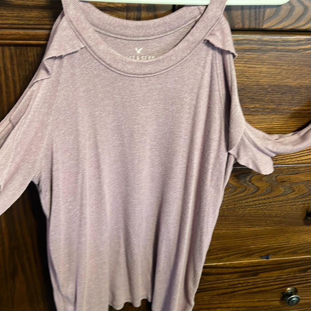 American Eagle Purple Top with open sleeves